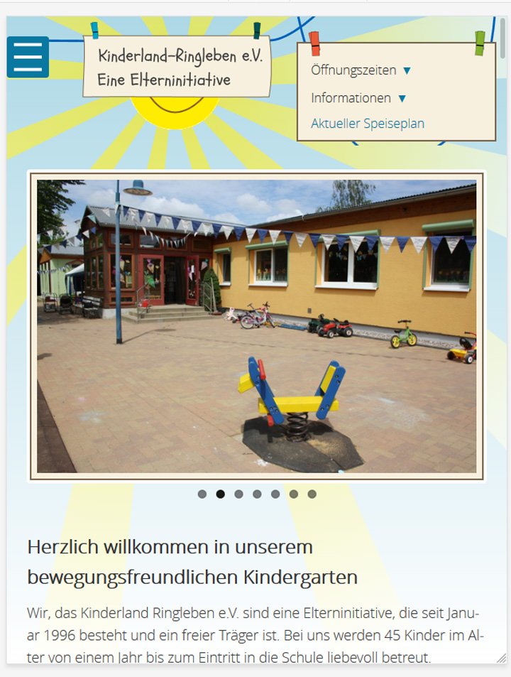 Internetseite für den Kindergarten Kinderland-Ringleben e.V.