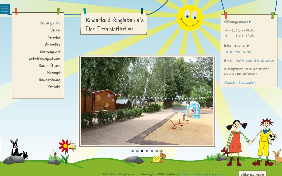 Internetseite für den Kindergarten Kinderland-Ringleben e.V.